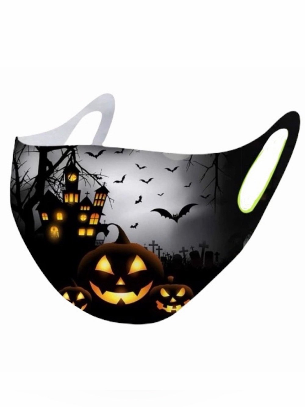🎃 Face Mask Halloween Haunted House Pumpkins Bats